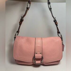 Vintage Coach Chelsea Double Pocket Shoulder Bag Pink & Brown Leather #10893 Y2K